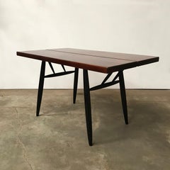 1955, Ilmari Tapiovaara, Early Pirkka Set in Red Brown Wooden Top