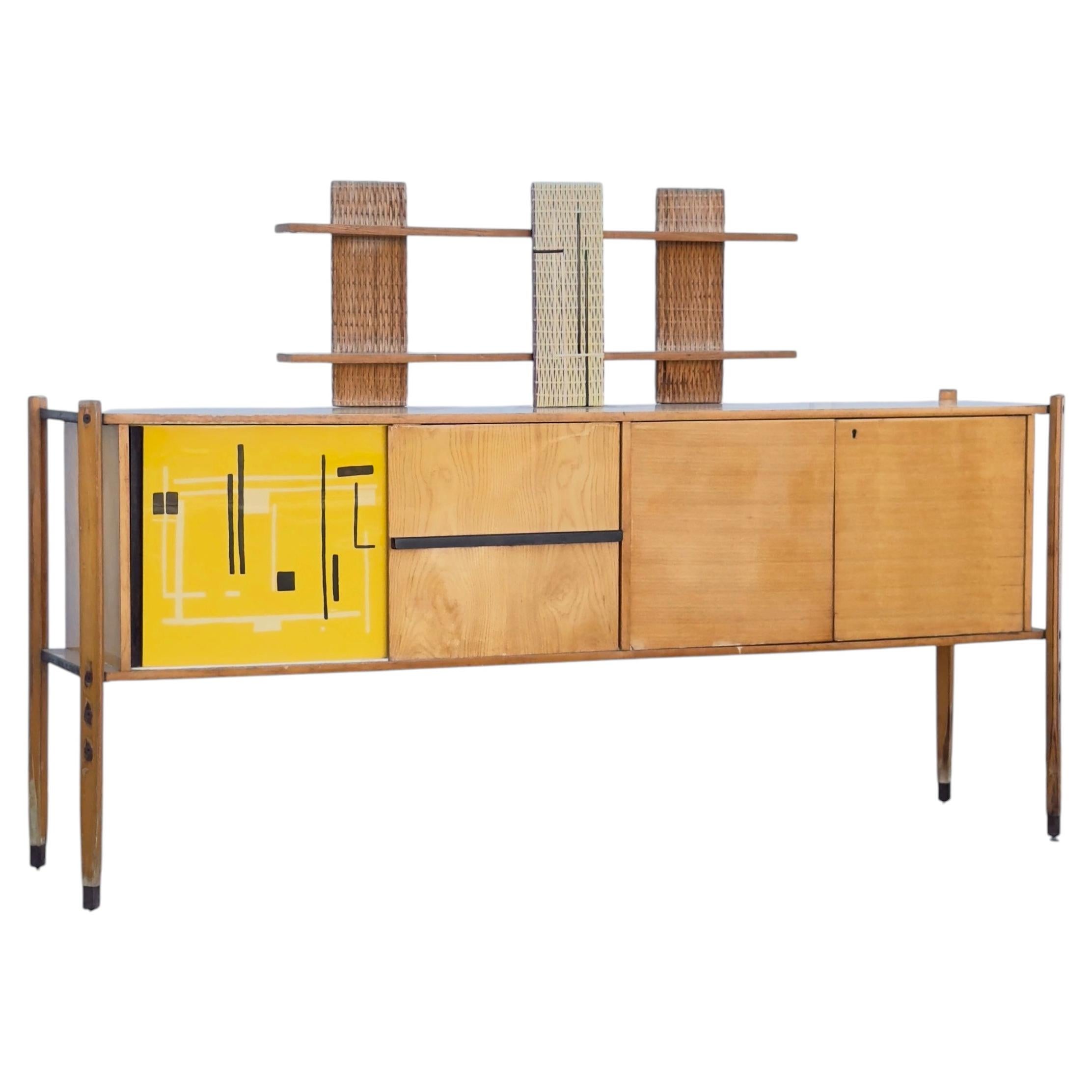 1955 Italian Modernist Laquered Maple Sideboard by Roberto Aloi