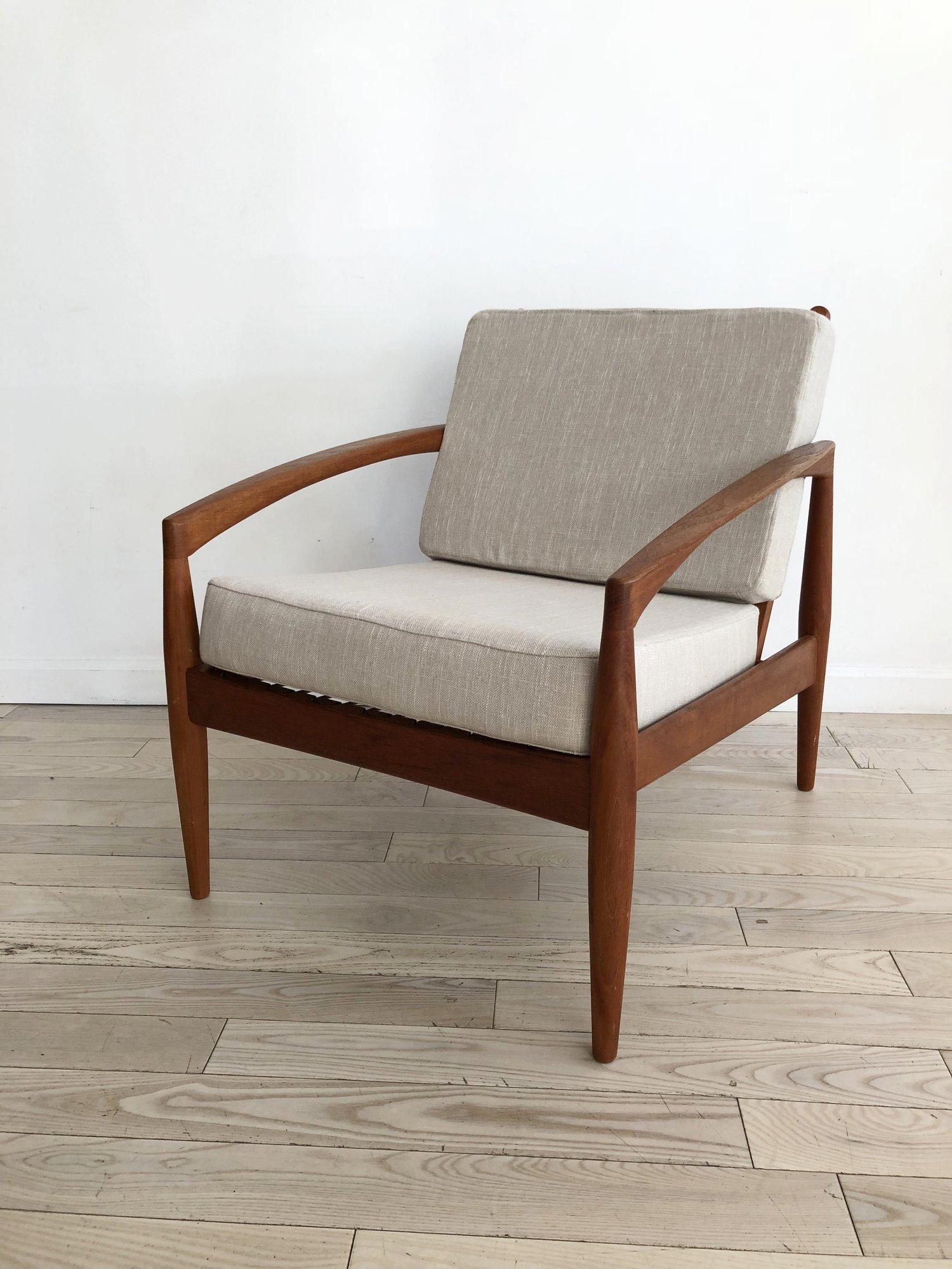 Mid-Century Modern 1955 Kai Kristiansen Teak Model 121 Paper Knife Easy Chair Made in Denmark For Sale