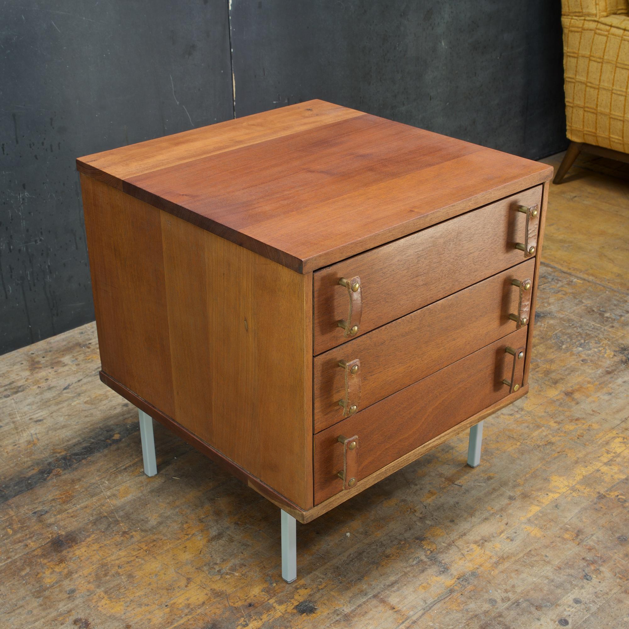 American 1955 Knoll + Drake Small Chest of Drawers Nightstand by Ladislav Rado Leather