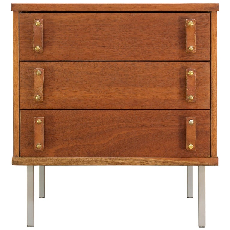 1955 Knoll + Drake Small Chest of Drawers Nightstand by Ladislav Rado Leather For Sale at 1stDibs