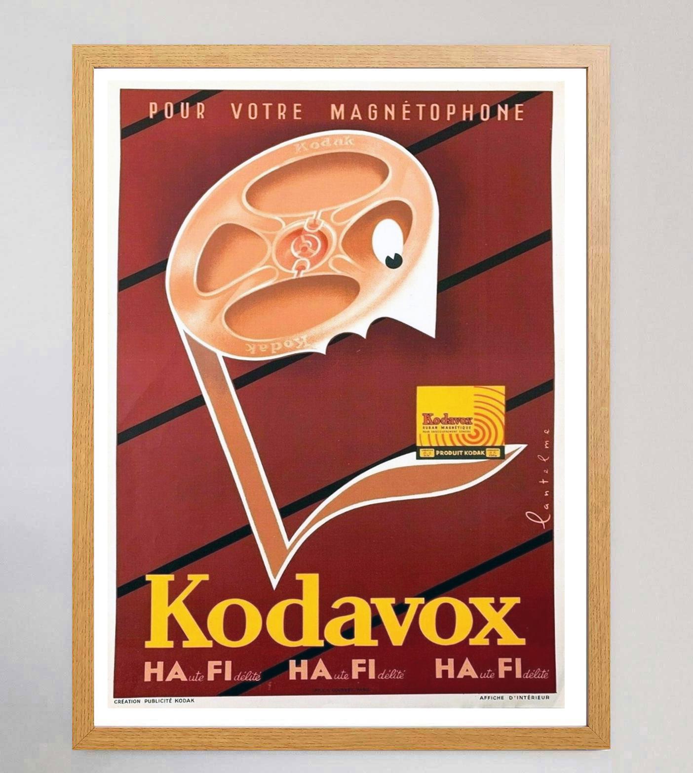 1955 Kodak Kodavox Tape Original Vintage Poster In Good Condition For Sale In Winchester, GB