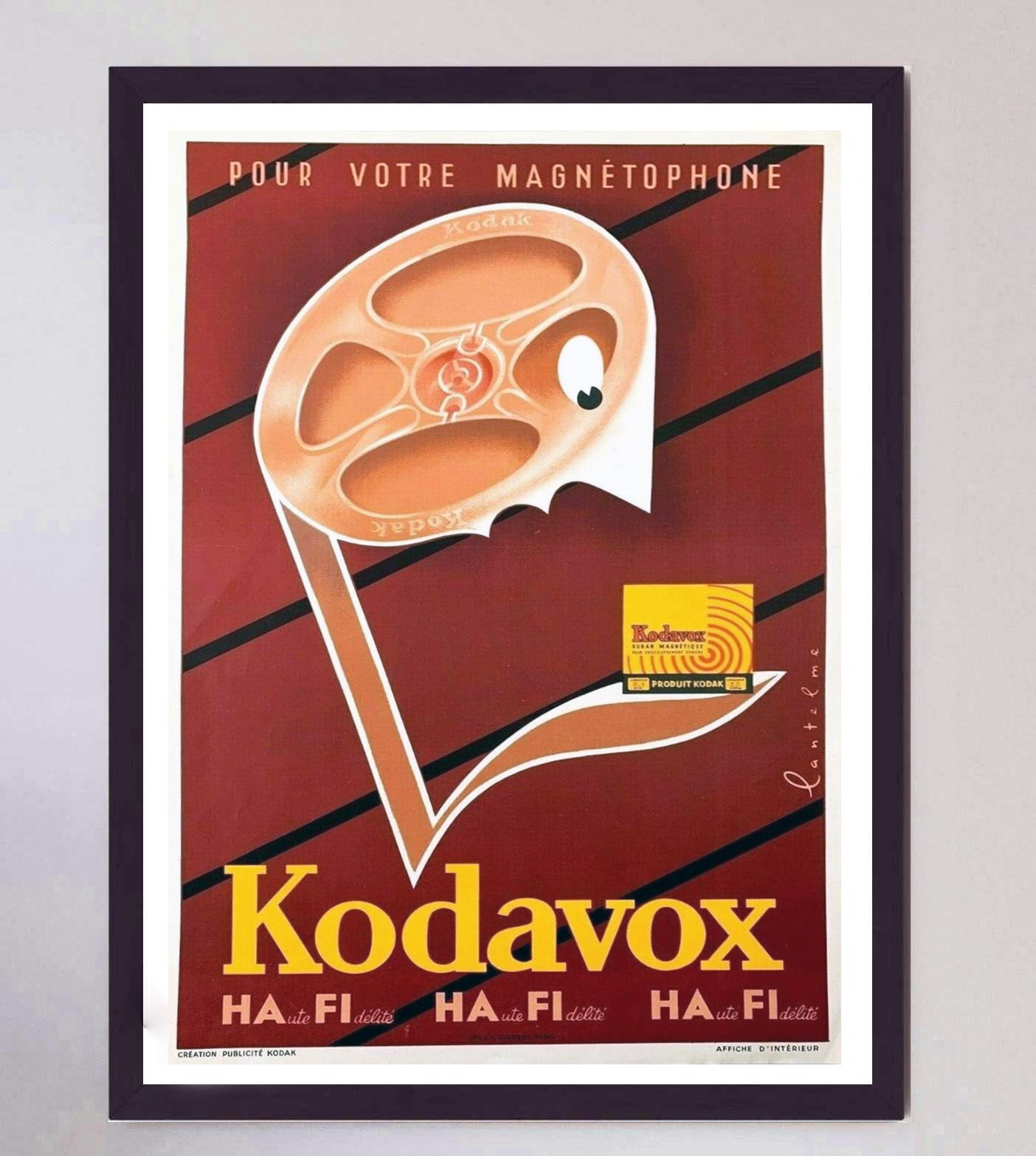 Linen 1955 Kodak Kodavox Tape Original Vintage Poster For Sale