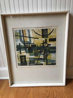 “Yellow Sky”, a woodcut with four colors by Gabor Peterdi. 1955