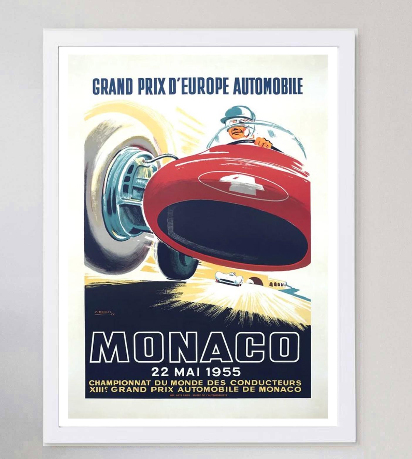Monacan 1955 Monaco Grand Prix Original Vintage Poster