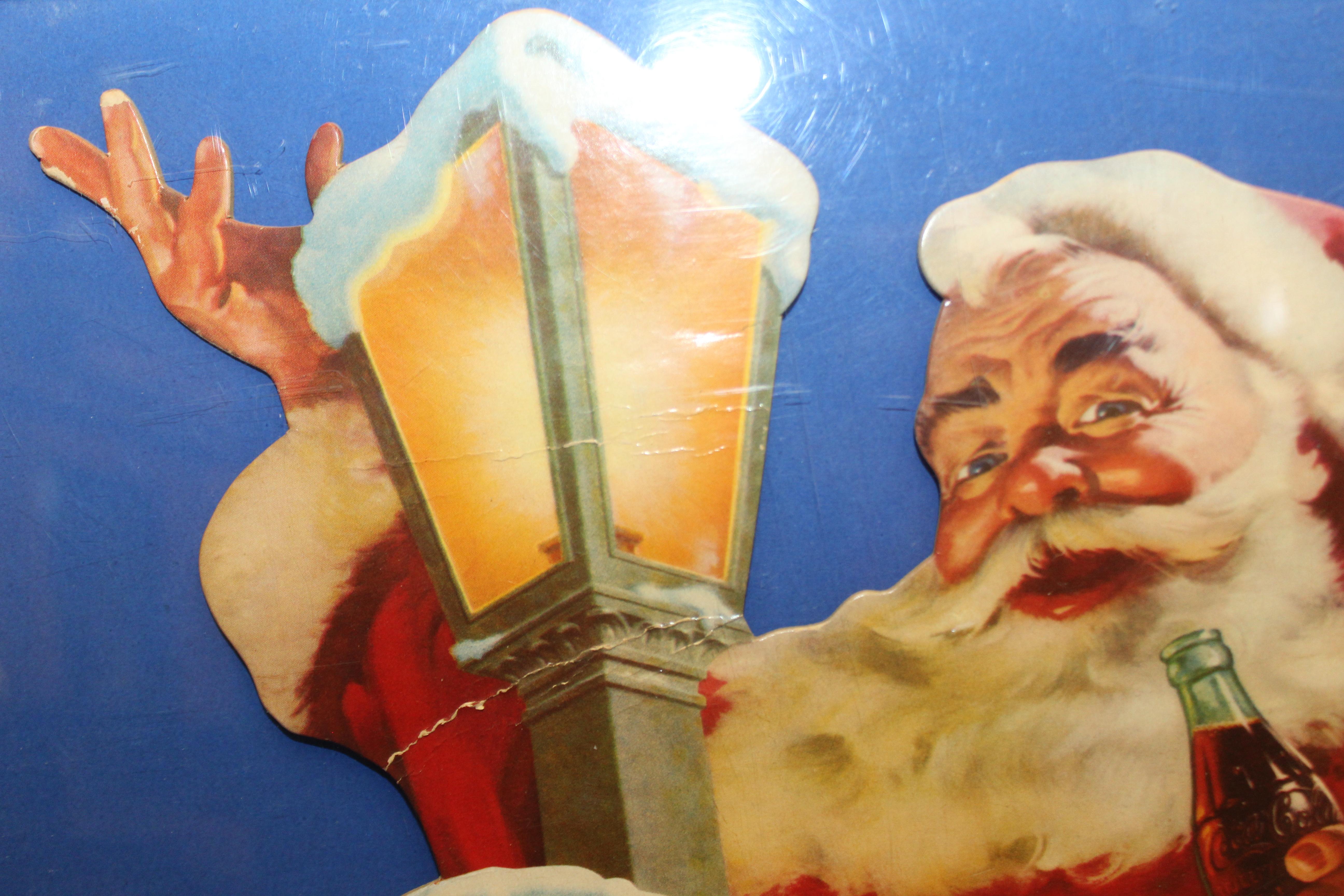 1955 Original Coca-Cola Santa Cardboard Cut-Out Advertising Framed For Sale 2