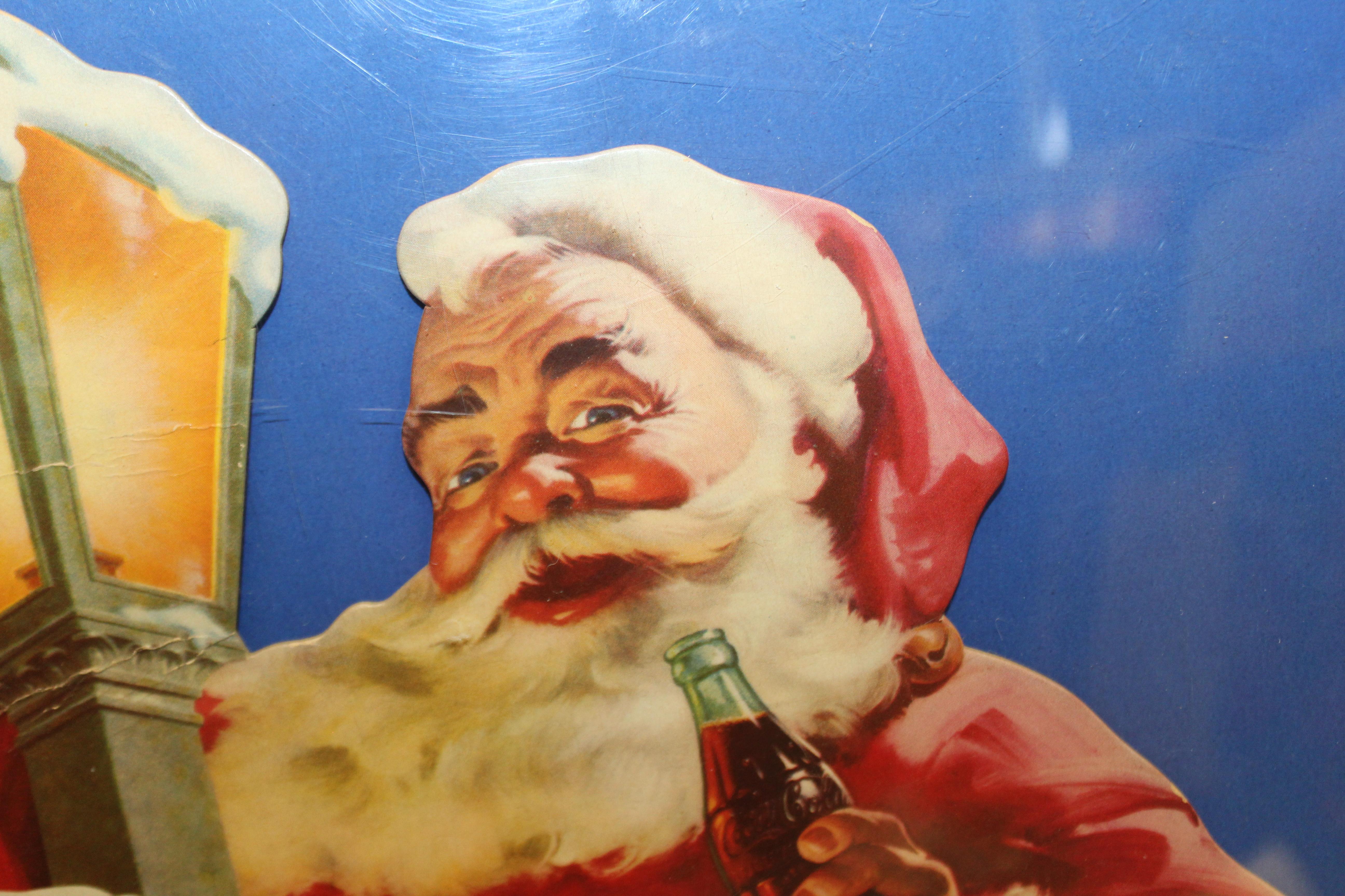 1955 Original Coca-Cola Santa Cardboard Cut-Out Advertising Framed For Sale 4