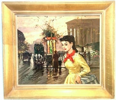 1955 Original Oil on Canvas Painting "Le Madeleine a Paris" by, Francois Gerome