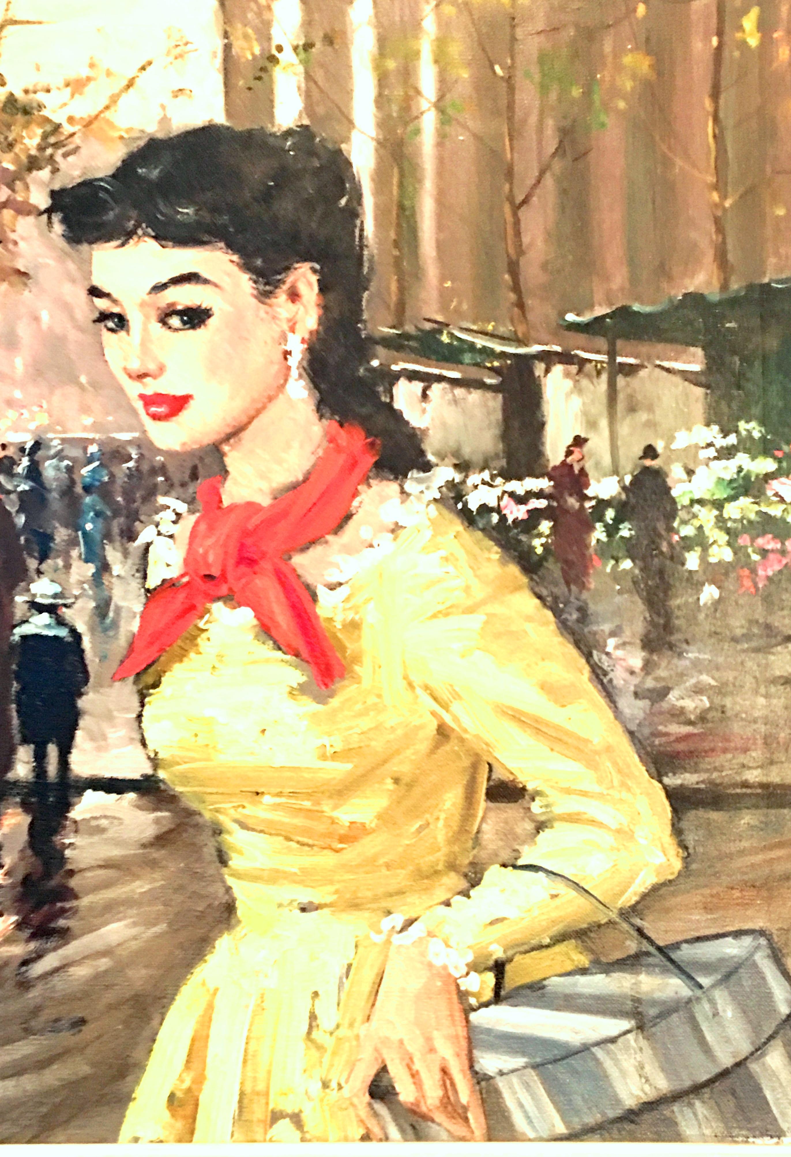 French 1955 Original Oil on Canvas Painting 