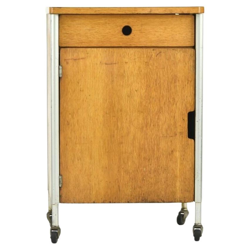 1955 Raymond Loewy for Hill Rom Co Rolling Bar / Utility Cart / Bedside Cabinet For Sale