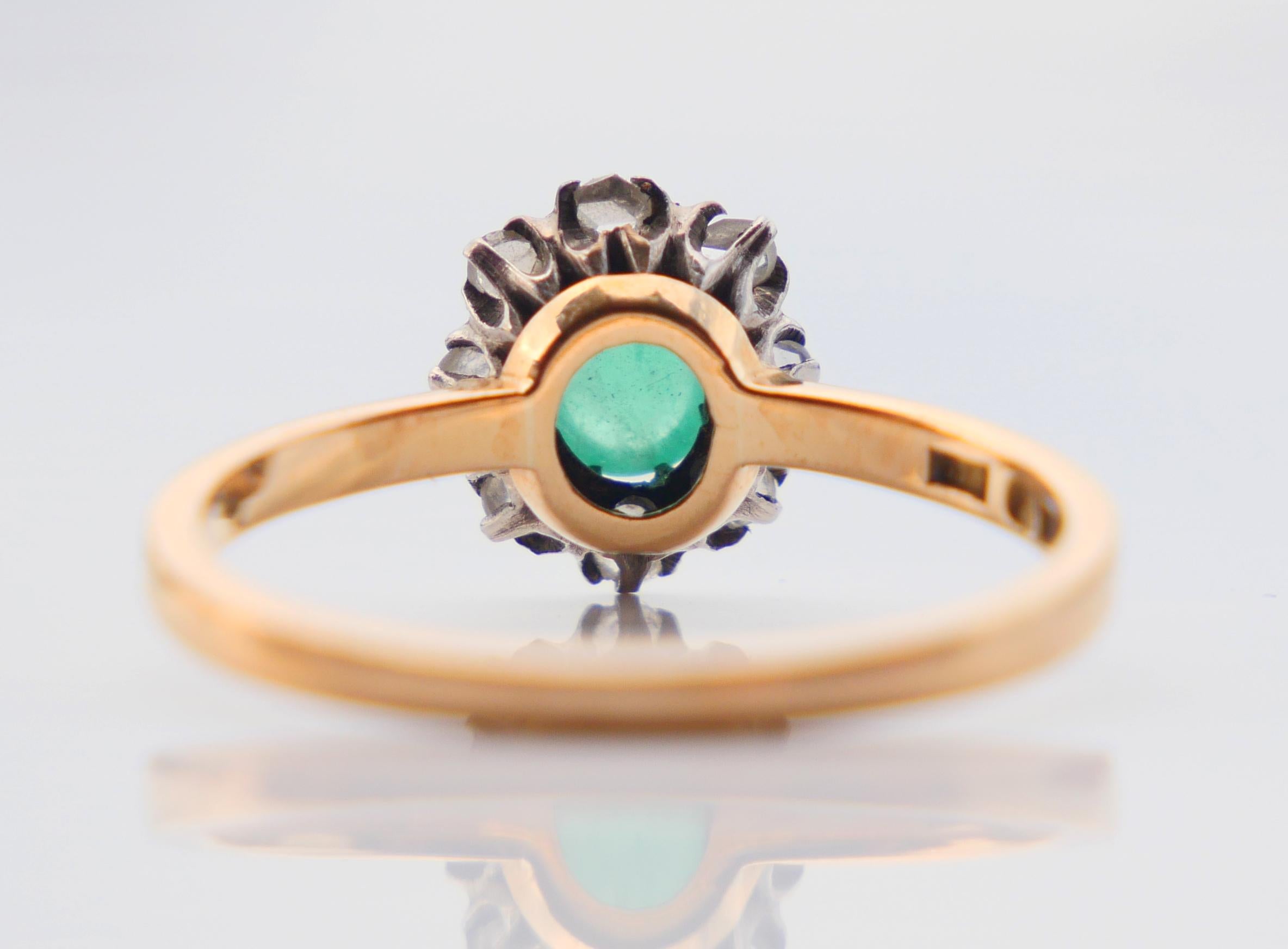 1955 Ring natürlich 0.6ct Smaragd Diamanten massiv 18K Gold Ø US 6.5  / 2.4gr im Angebot 5