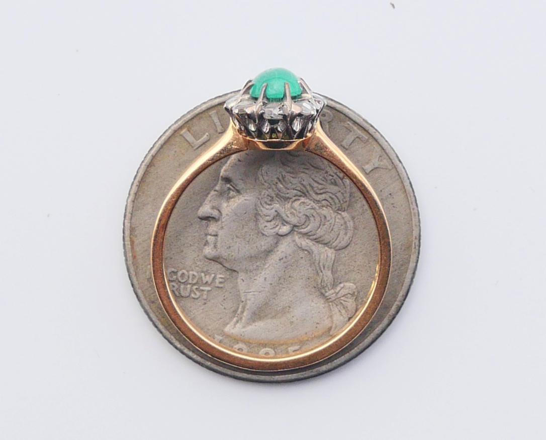 1955 Ring natürlich 0.6ct Smaragd Diamanten massiv 18K Gold Ø US 6.5  / 2.4gr im Angebot 8