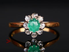 Anello 1955 con smeraldo naturale da 0,6 carati e diamanti in oro massiccio 18 carati Ø US 6,5  / 2,4gr