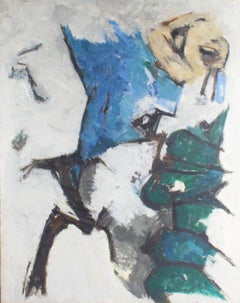 1955 Signed Abstract Oil on Canvas Painting by Bernard Dufour