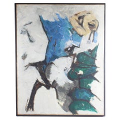 1955 Signed Abstract Oil on Canvas Painting by Bernard Dufour