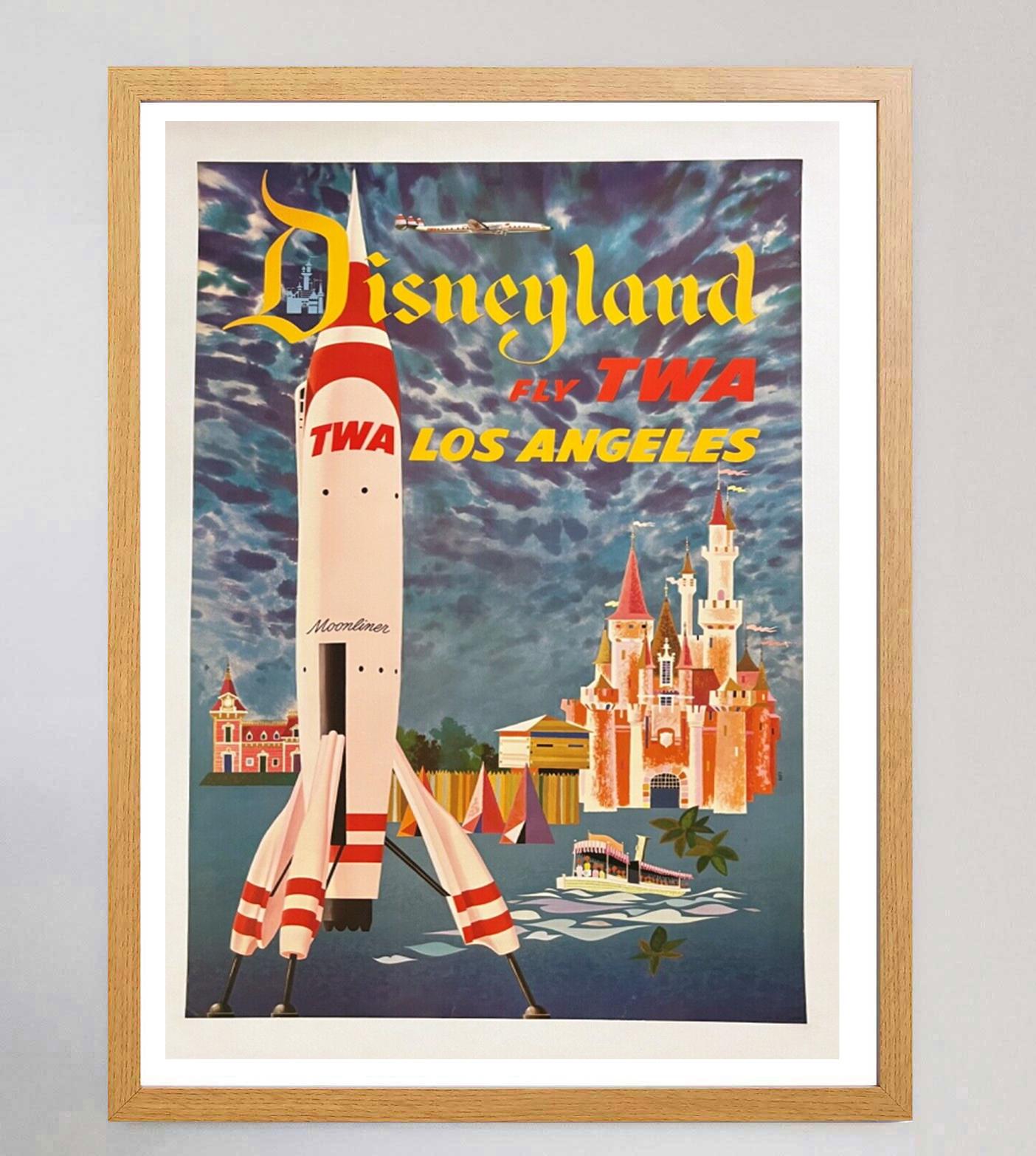 Américain Affiche vintage originale de la TWA Disneyland datant de 1955 en vente