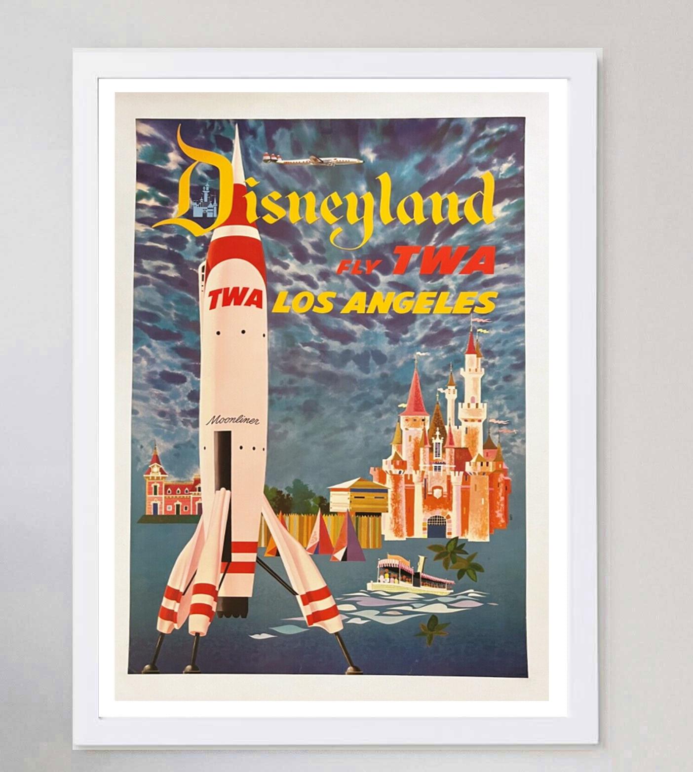 1955 TWA Disneyland Original Vintage Poster In Good Condition For Sale In Winchester, GB