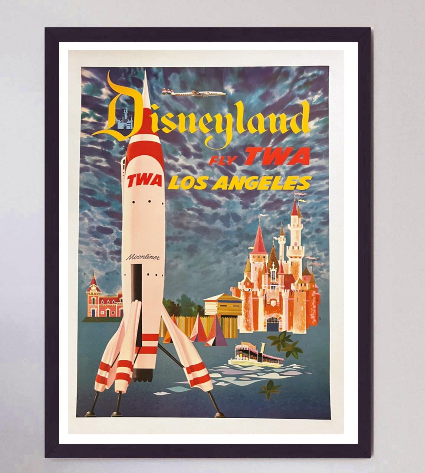 1955 TWA Disneyland Original Vintage Poster In Good Condition For Sale In Winchester, GB