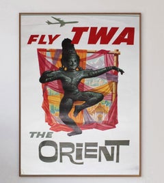 Affiche vintage originale de 1955 TWA - The Orient