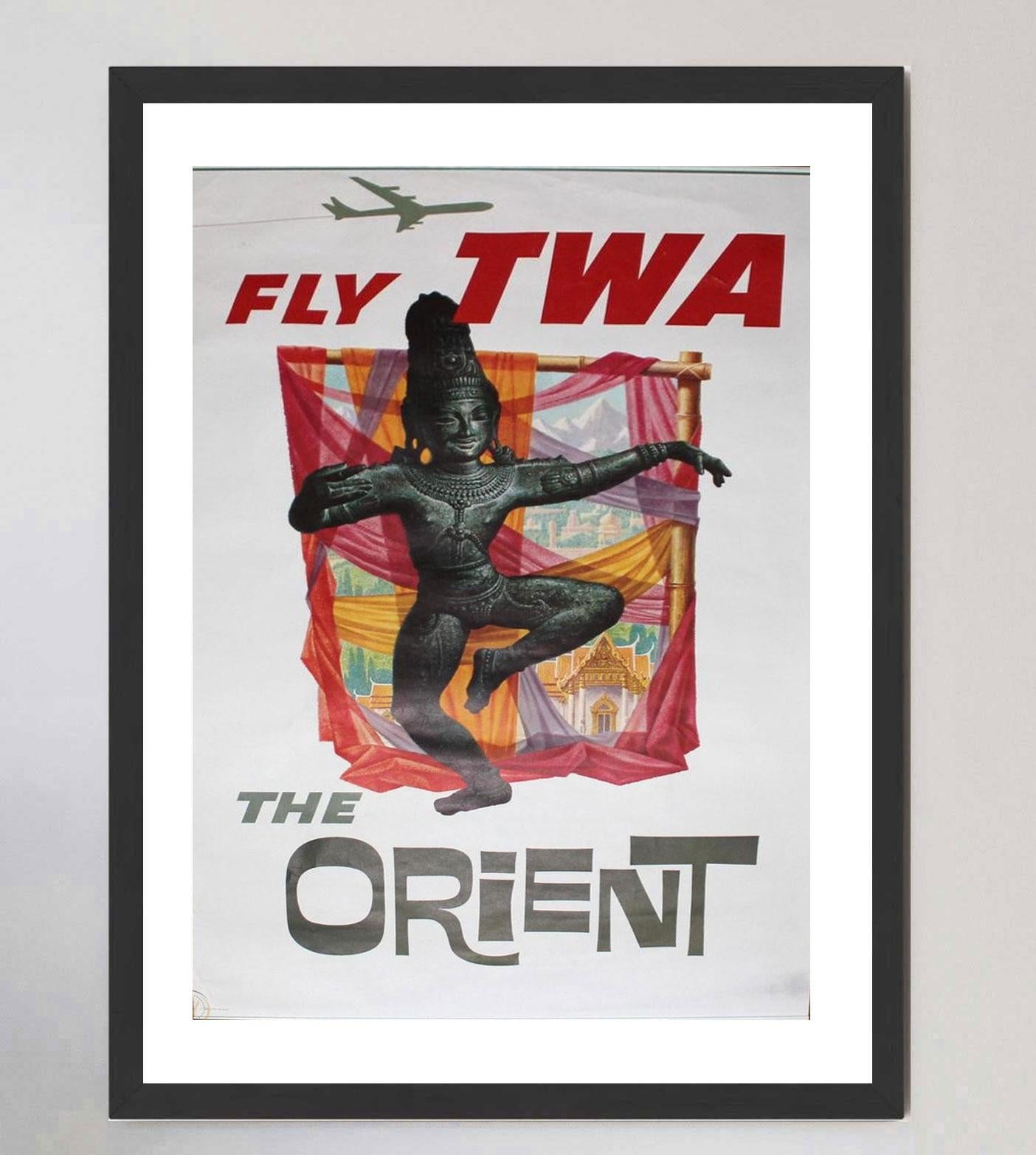 Mid-20th Century 1955 TWA - The Orient Original Vintage Poster For Sale