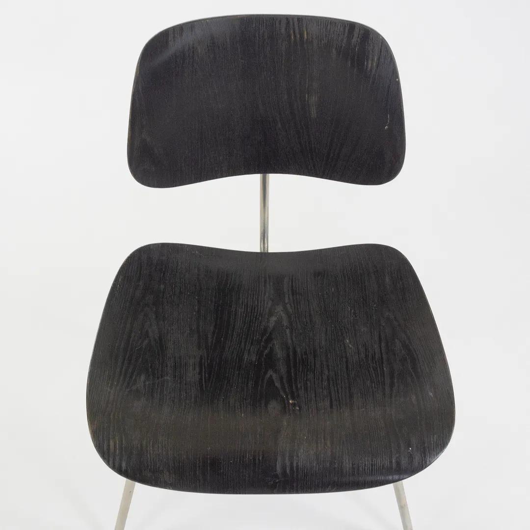 Mid-20th Century 1955 Vintage Ebonized Eames for Herman Miller DCM Side Dining Chair w Metal Legs