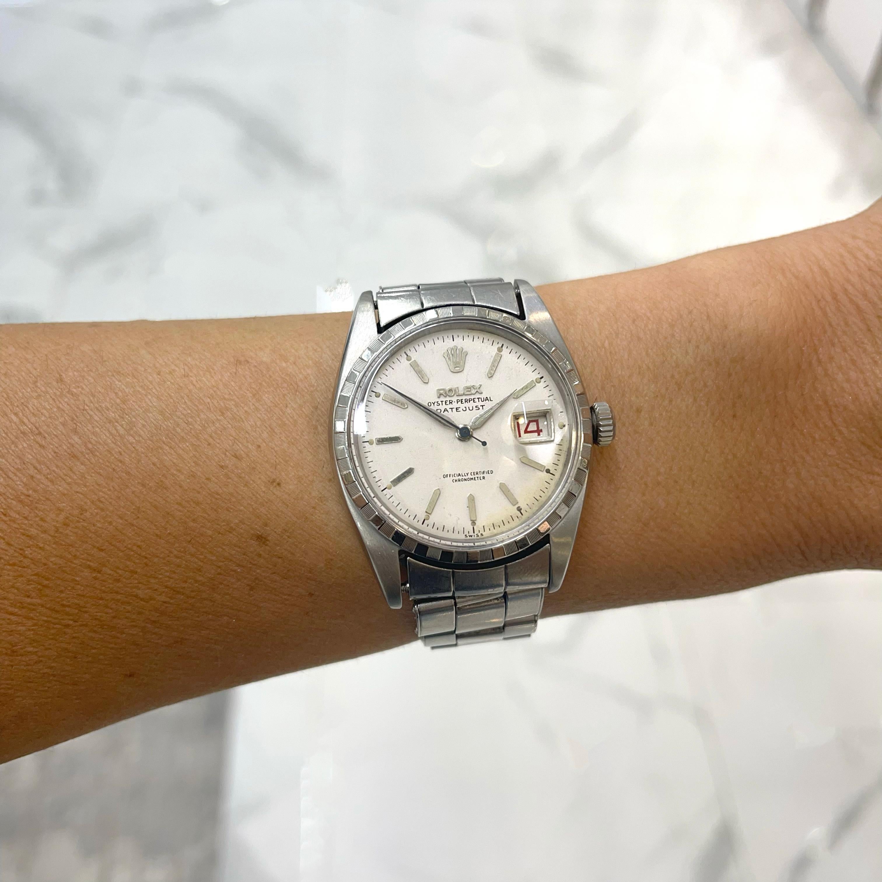 1955 Vintage Rolex Datejust Roulette Single Red 6305-2 36MM Edelstahl-Uhr, Vintage 6