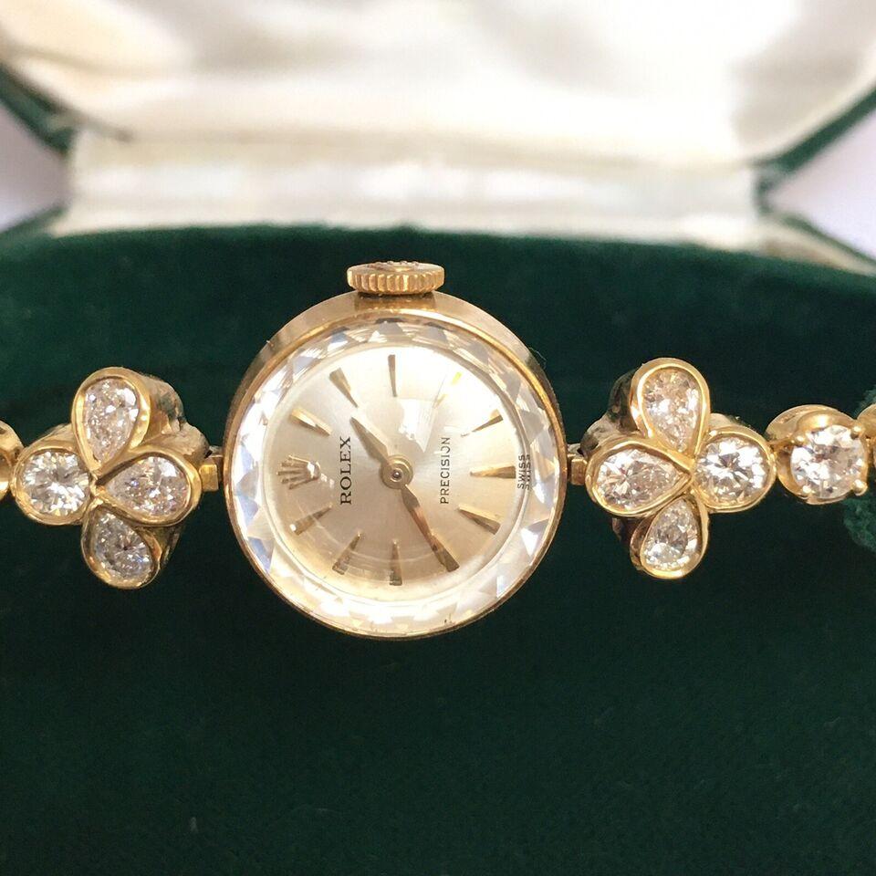 Modern 1955 Vintage ROLEX Precision 3 Carat Diamond Lady’s Watch G-H VS1 Earth Mined