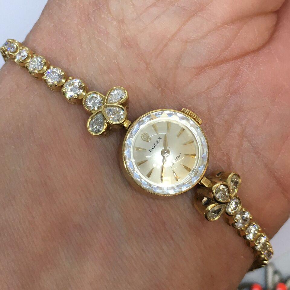 Round Cut 1955 Vintage ROLEX Precision 3 Carat Diamond Lady’s Watch G-H VS1 Earth Mined