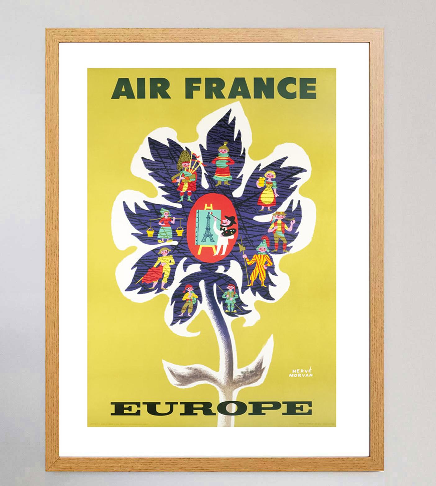 Mid-Century Modern 1956 Air France, Europe Original Vintage Poster For Sale