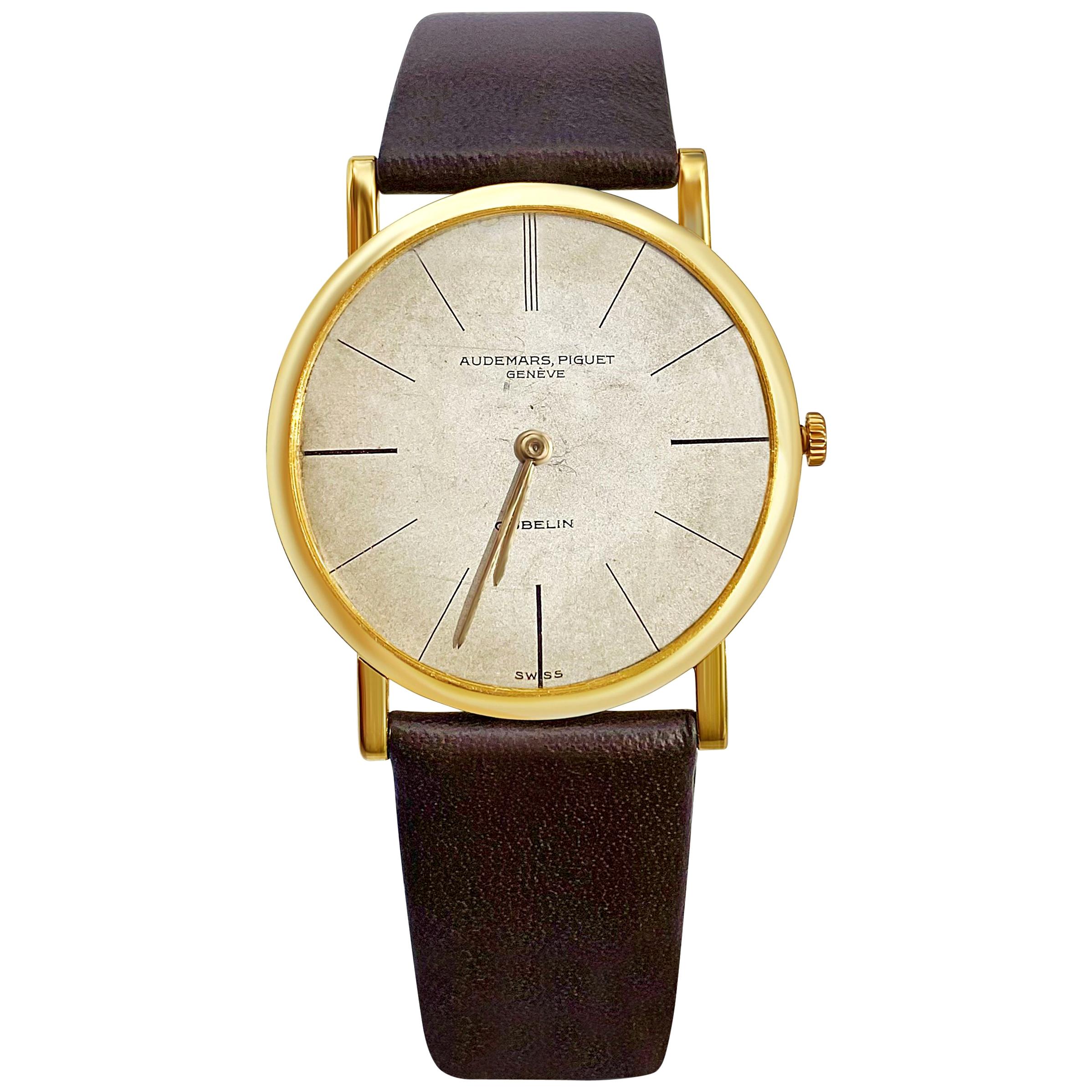1956 AP Audemars Piguet "Calibre K2071" 18 Karat Gold Men’s Leather Strap Watch