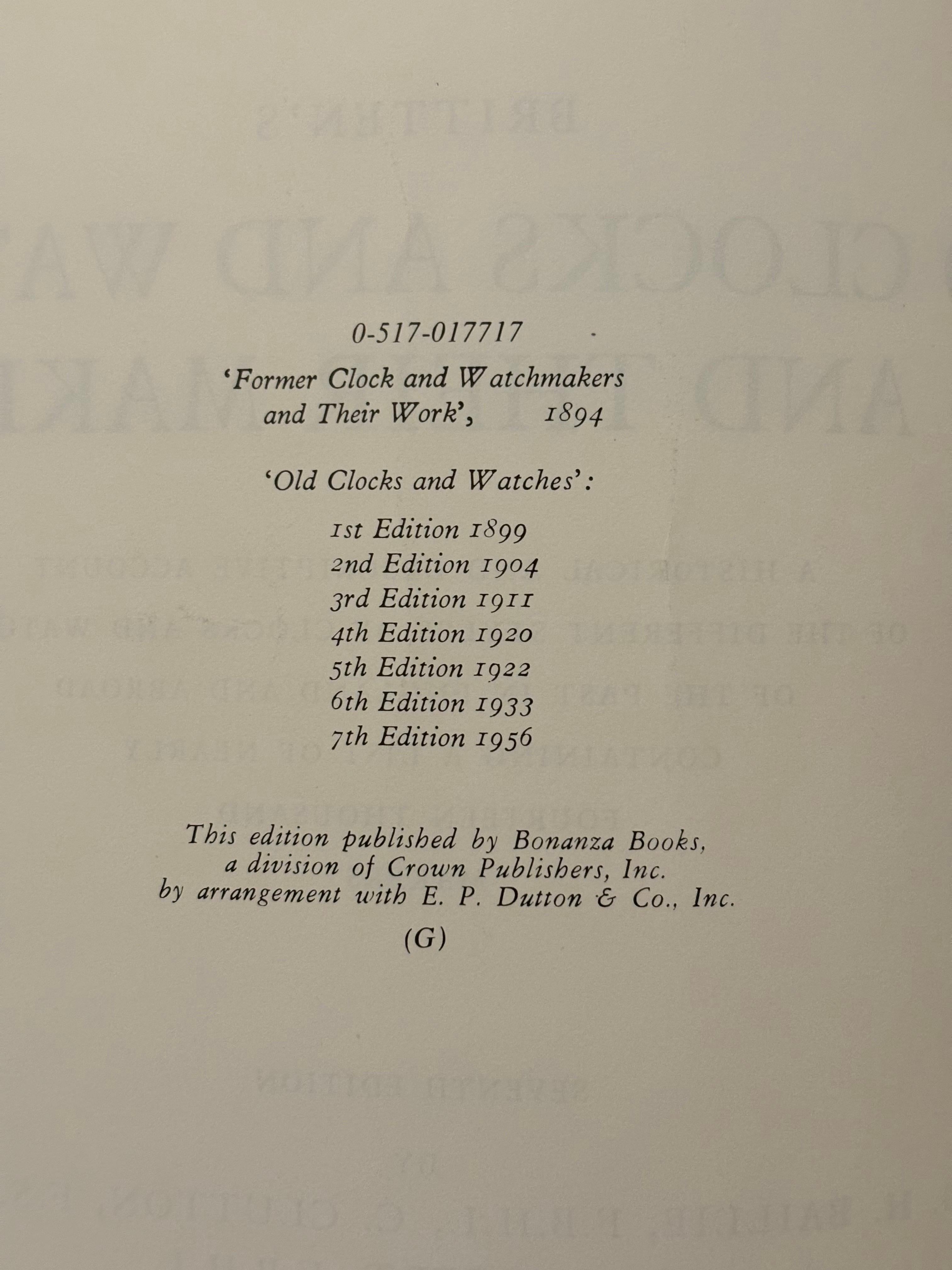 Mid-20th Century 1956 Britten's Old Clocks and Watches and Their Makers For Sale