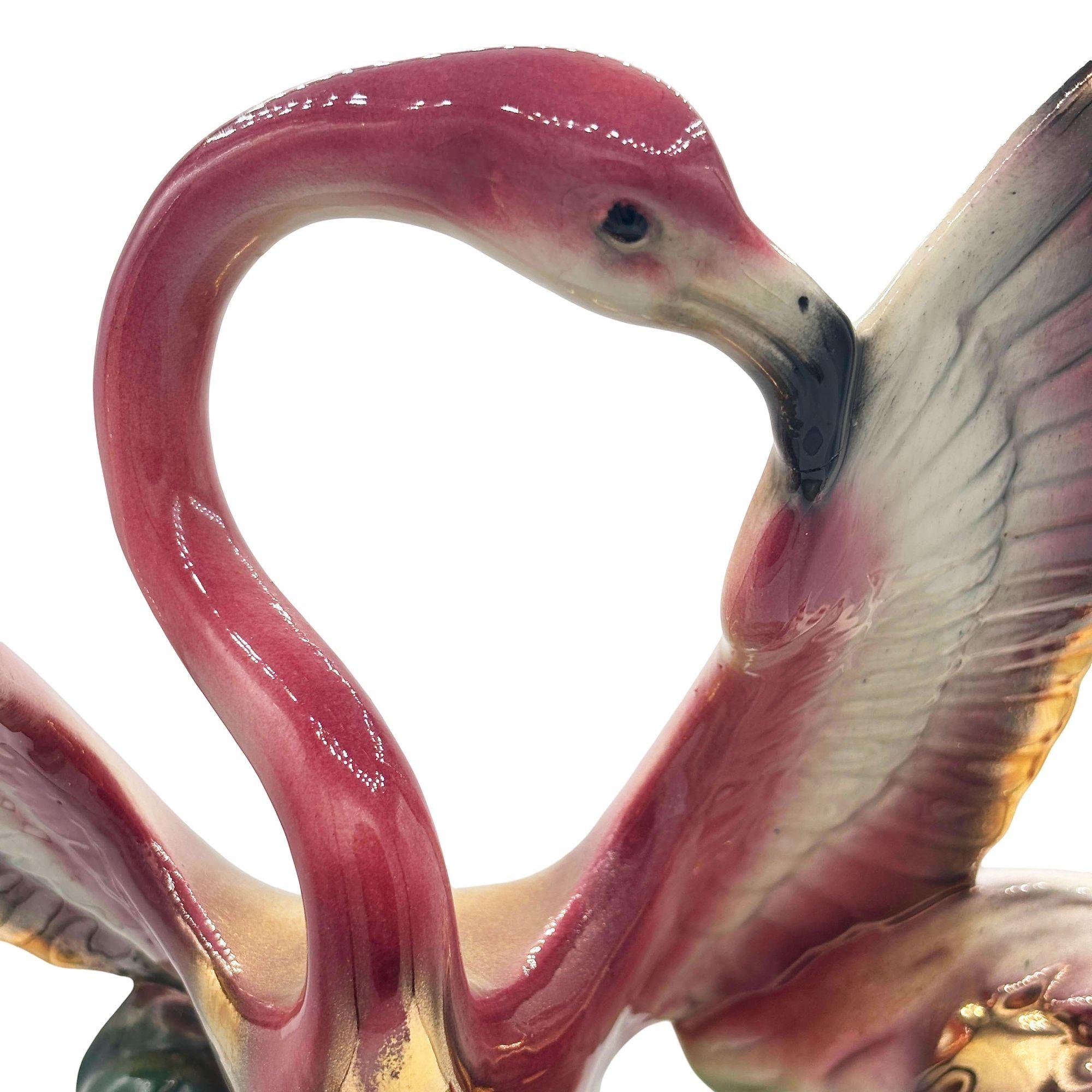 1956 Ceramic Flamingo Tropical Pond Indoor Planter by Lane & Company California For Sale 4