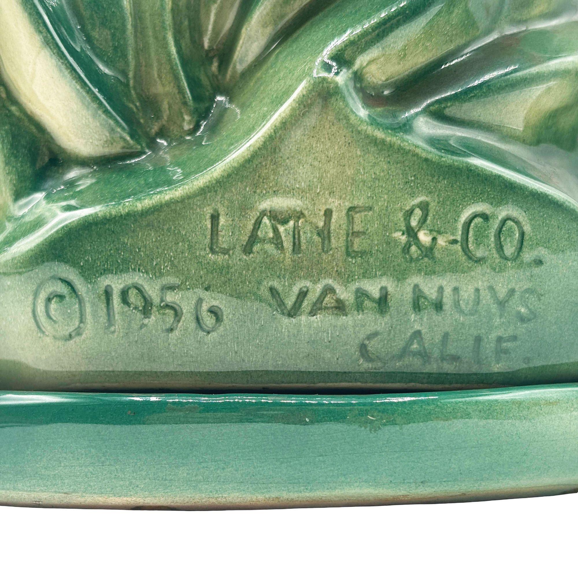 1956 Ceramic Flamingo Tropical Pond Indoor Planter by Lane & Company California For Sale 6