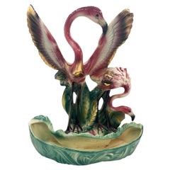 Vintage 1956 Ceramic Flamingo Tropical Pond Indoor Planter by Lane & Company California