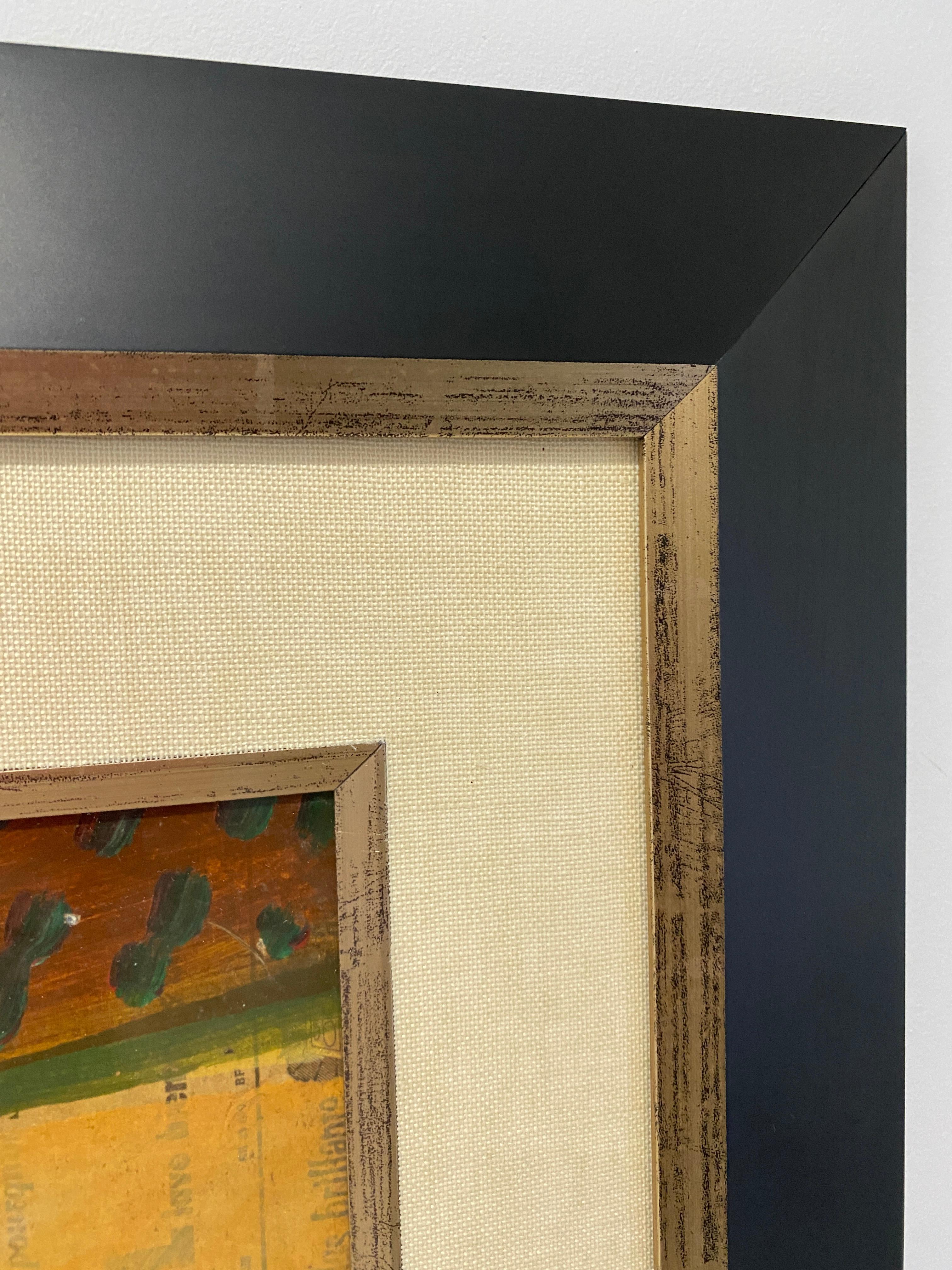 1956 Cubist Guitar Mixed Medium Painting by J Lacoste For Sale 1