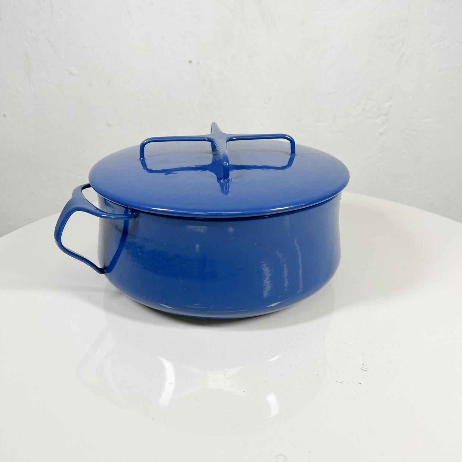 1956 Dansk Blue Enamelware Casserole Pot Trivet Top Jens Quistgaard France In Good Condition In Chula Vista, CA