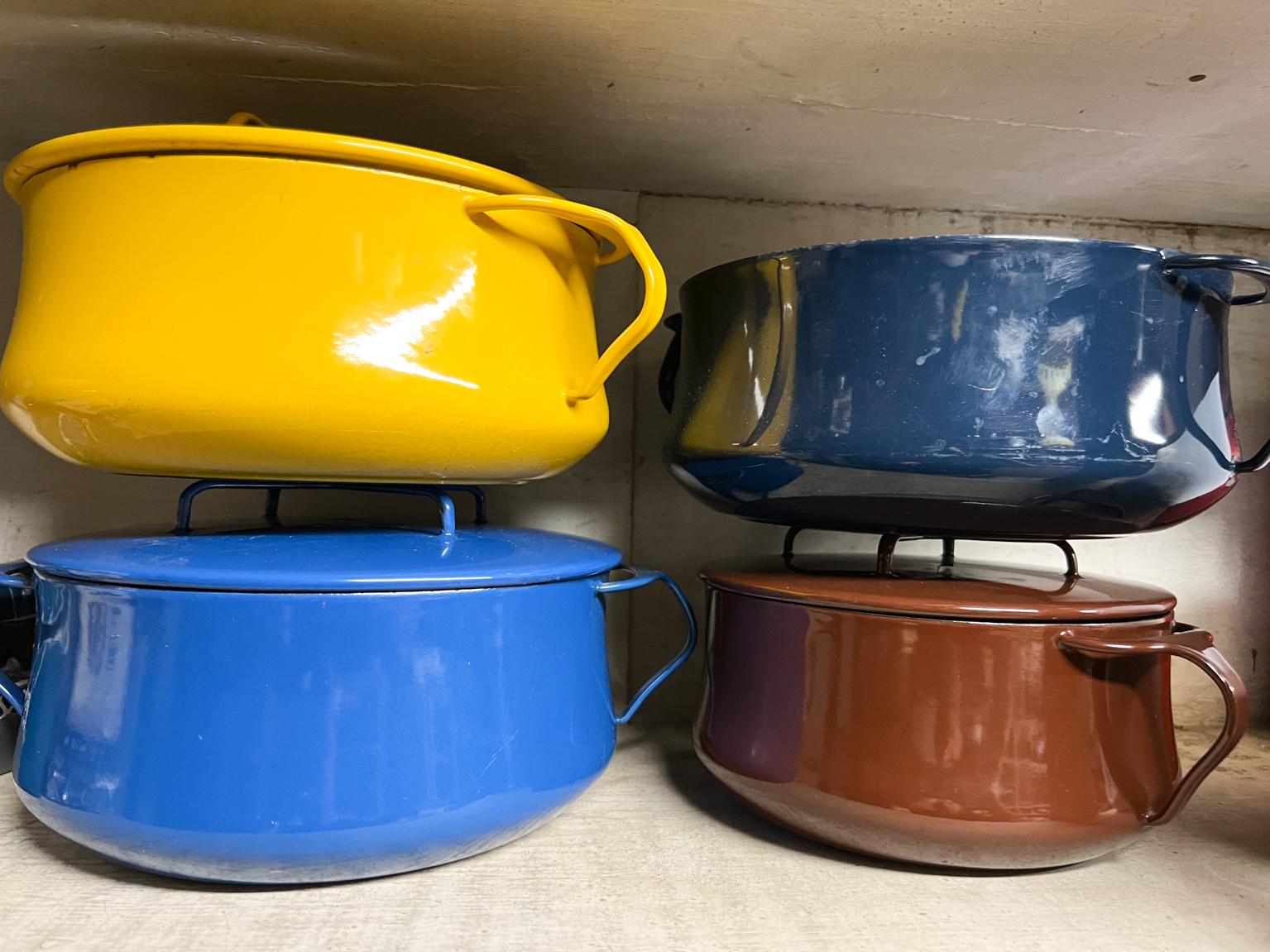 1956 Dansk Yellow Enamelware Casserole Pot Trivet Jens Quistgaard France 5
