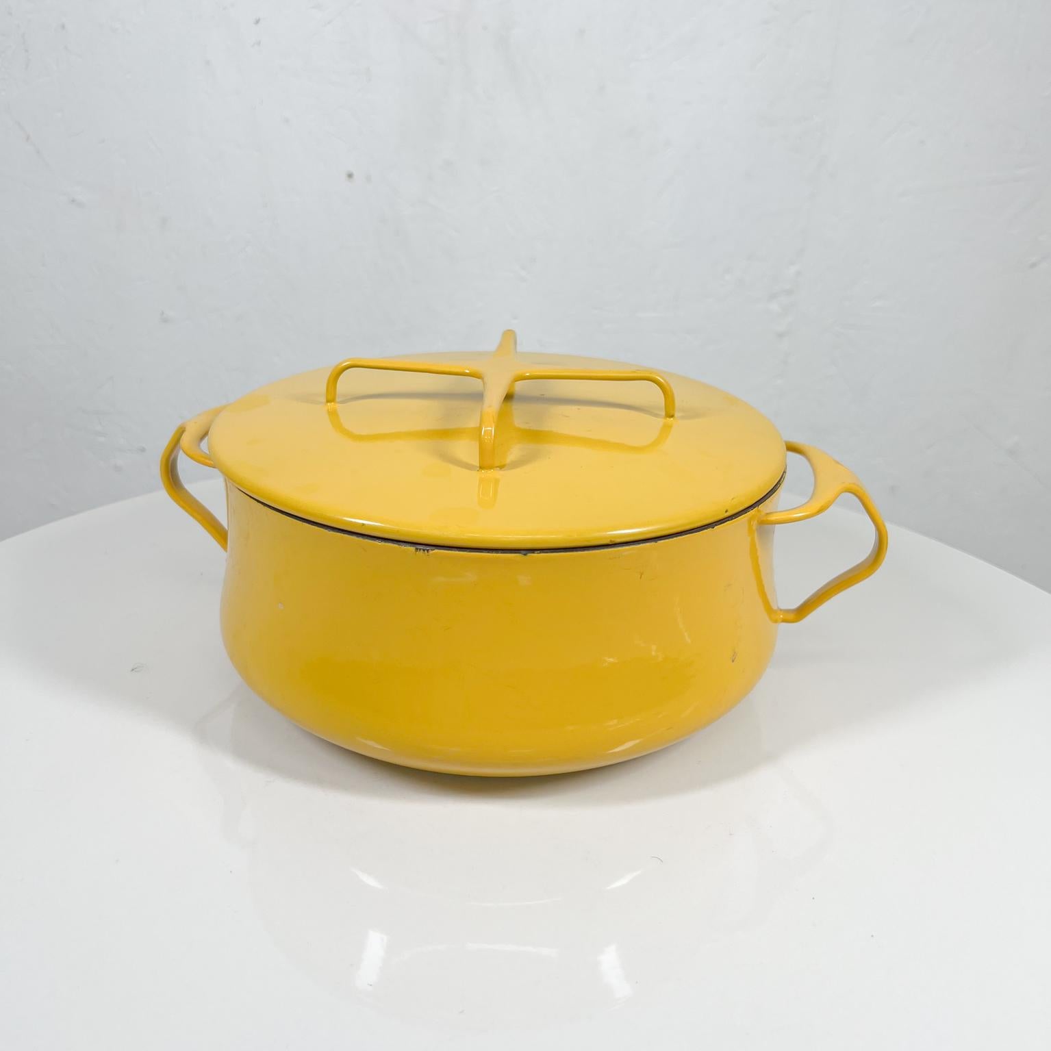 1956 Dansk Yellow Enamelware Casserole Pot Trivet Jens Quistgaard France In Good Condition In Chula Vista, CA