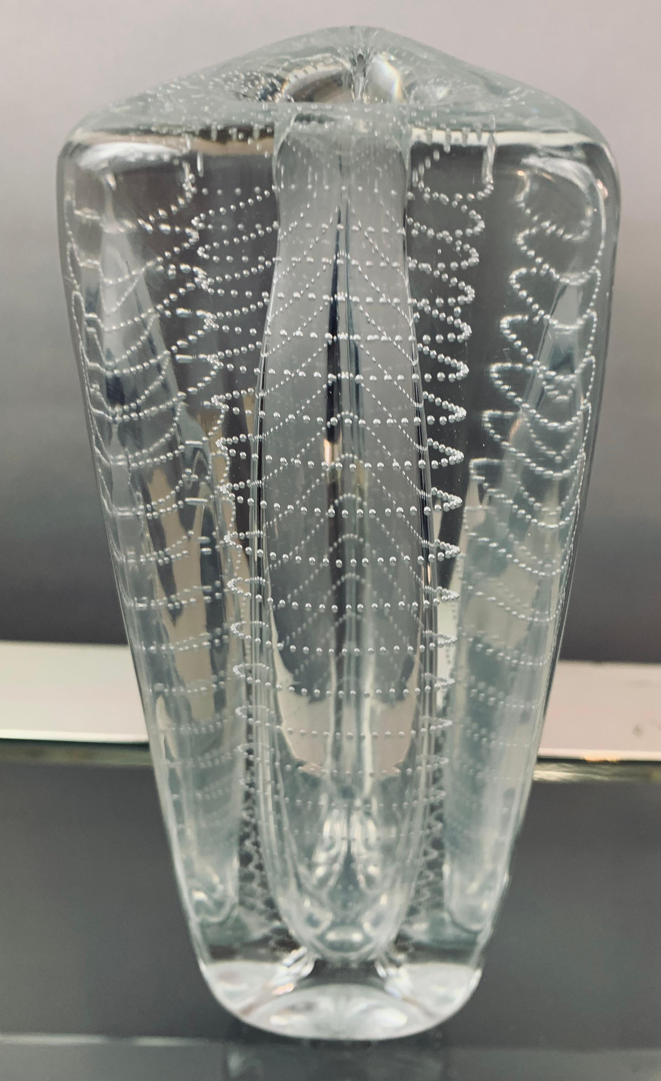 1956 Dutch Floris Meydam Triangular Bubbled Glass Vase for Royal Leerdam 6