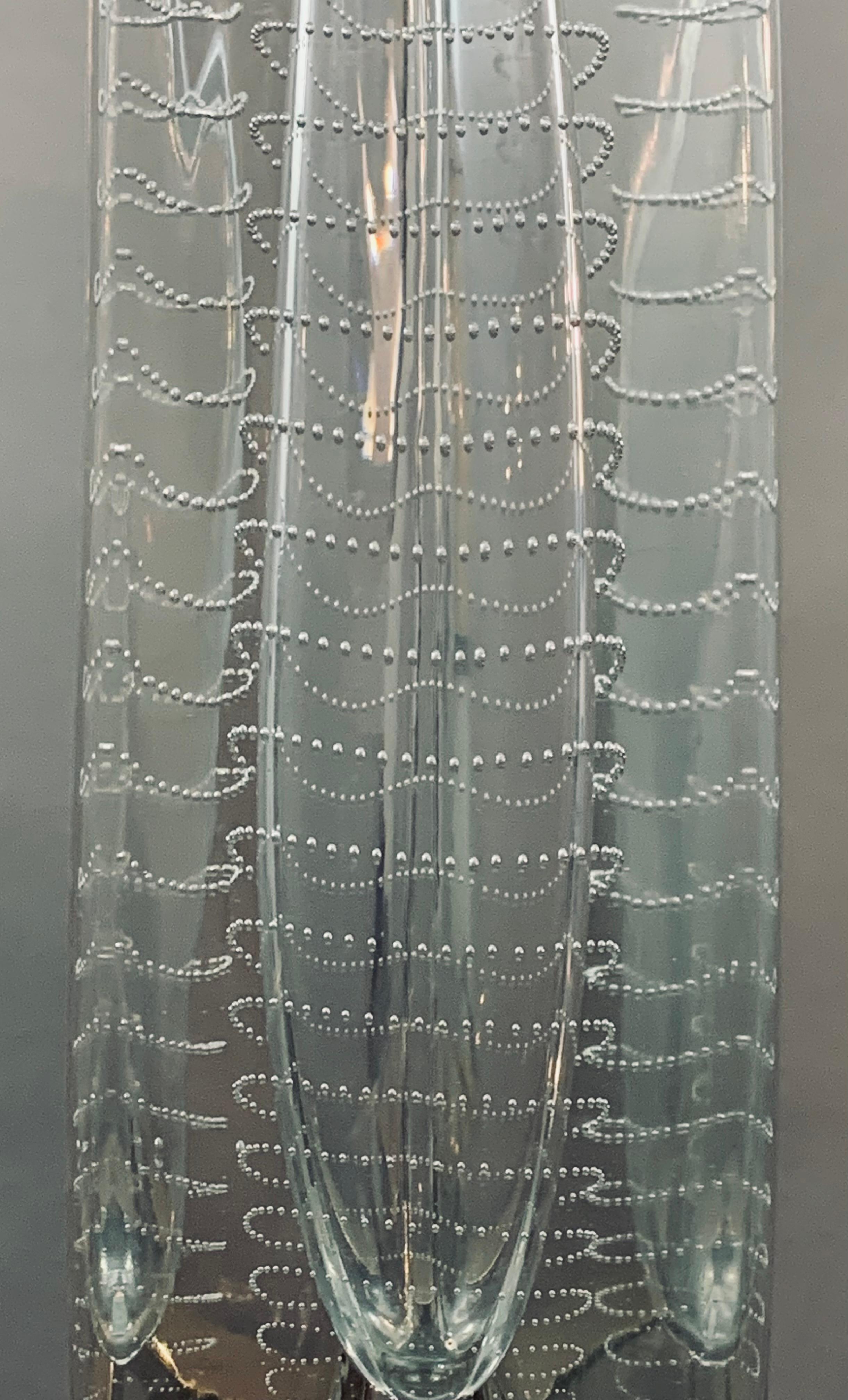 Art Glass 1956 Dutch Floris Meydam Triangular Bubbled Glass Vase for Royal Leerdam