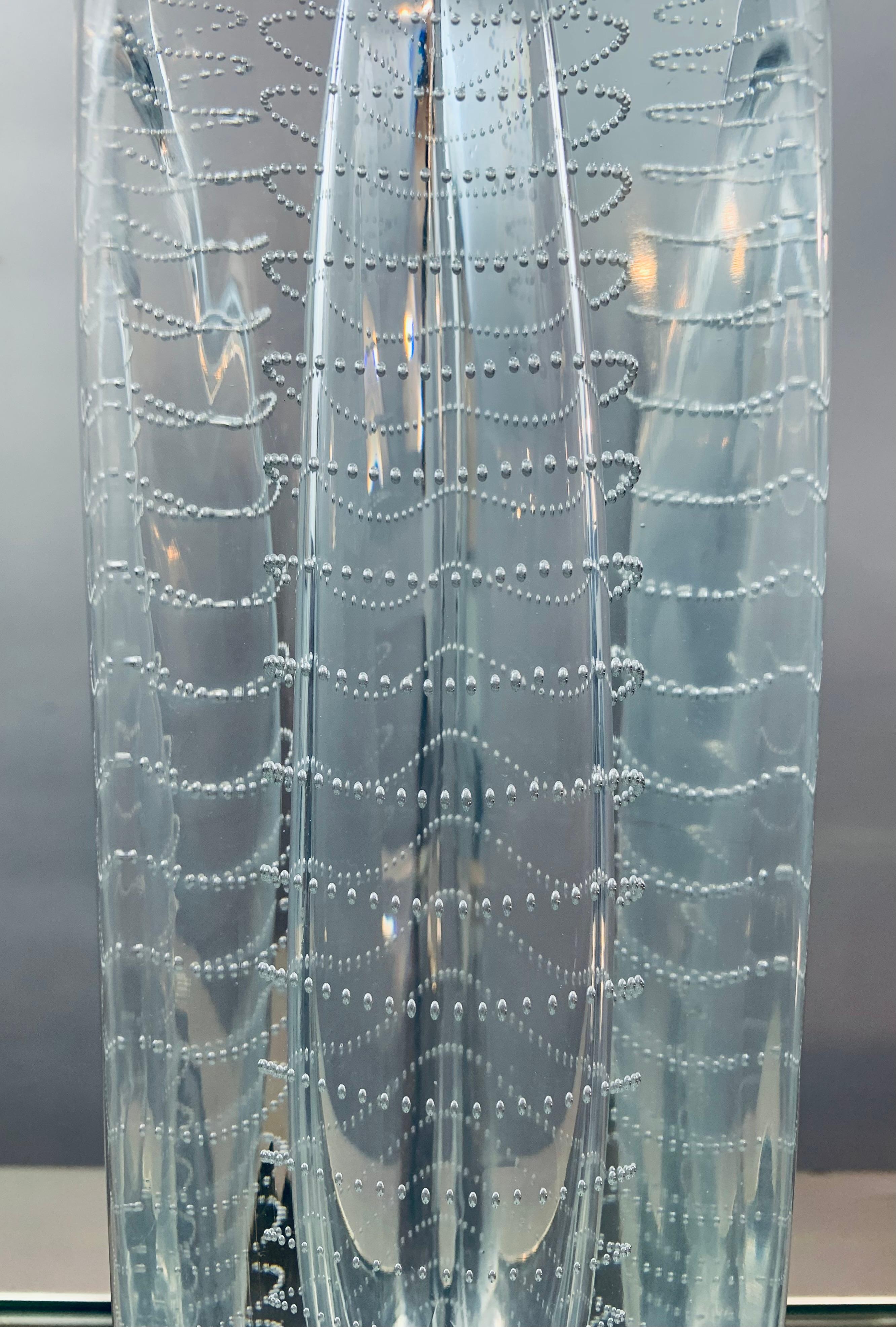 1956 Dutch Floris Meydam Triangular Bubbled Glass Vase for Royal Leerdam 3