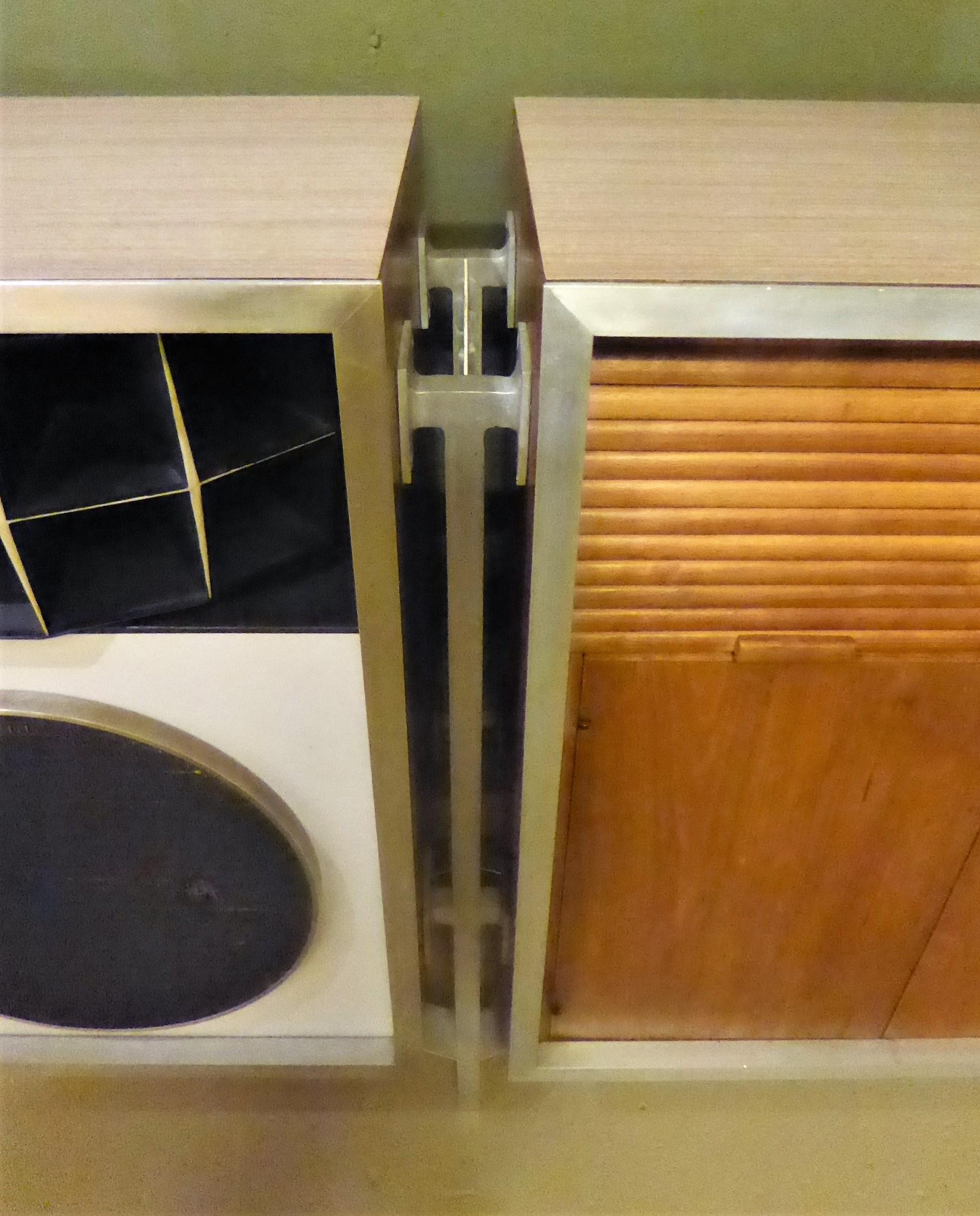 Aluminum 1956 Eames 3 Trusonic Speaker System and Custom Cabinet Credenza