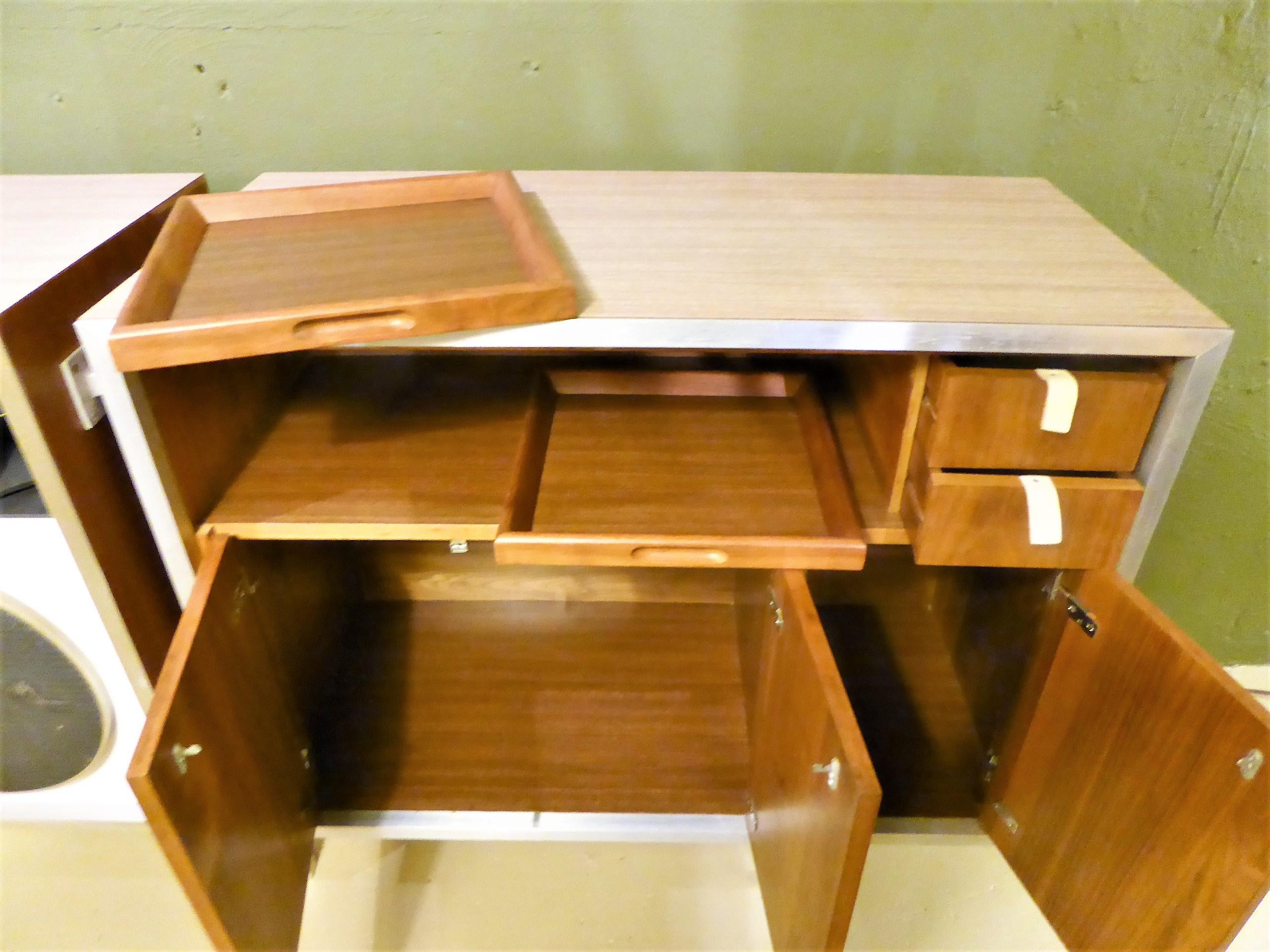 1956 Eames 3 Trusonic Speaker System and Custom Cabinet Credenza In Good Condition In Miami, FL