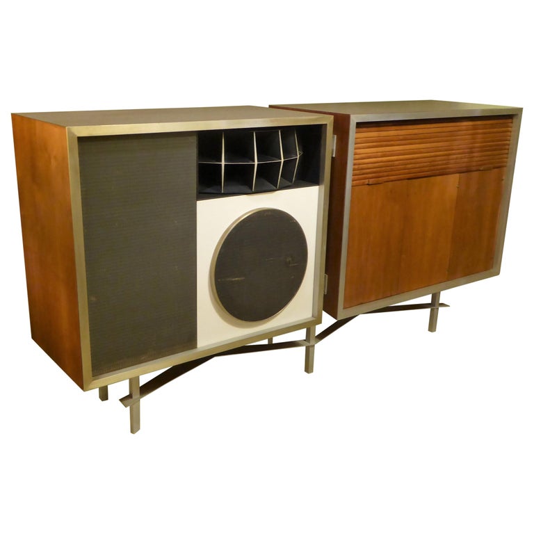 1956 Eames 3 Trusonic Speaker System And Custom Cabinet Credenza