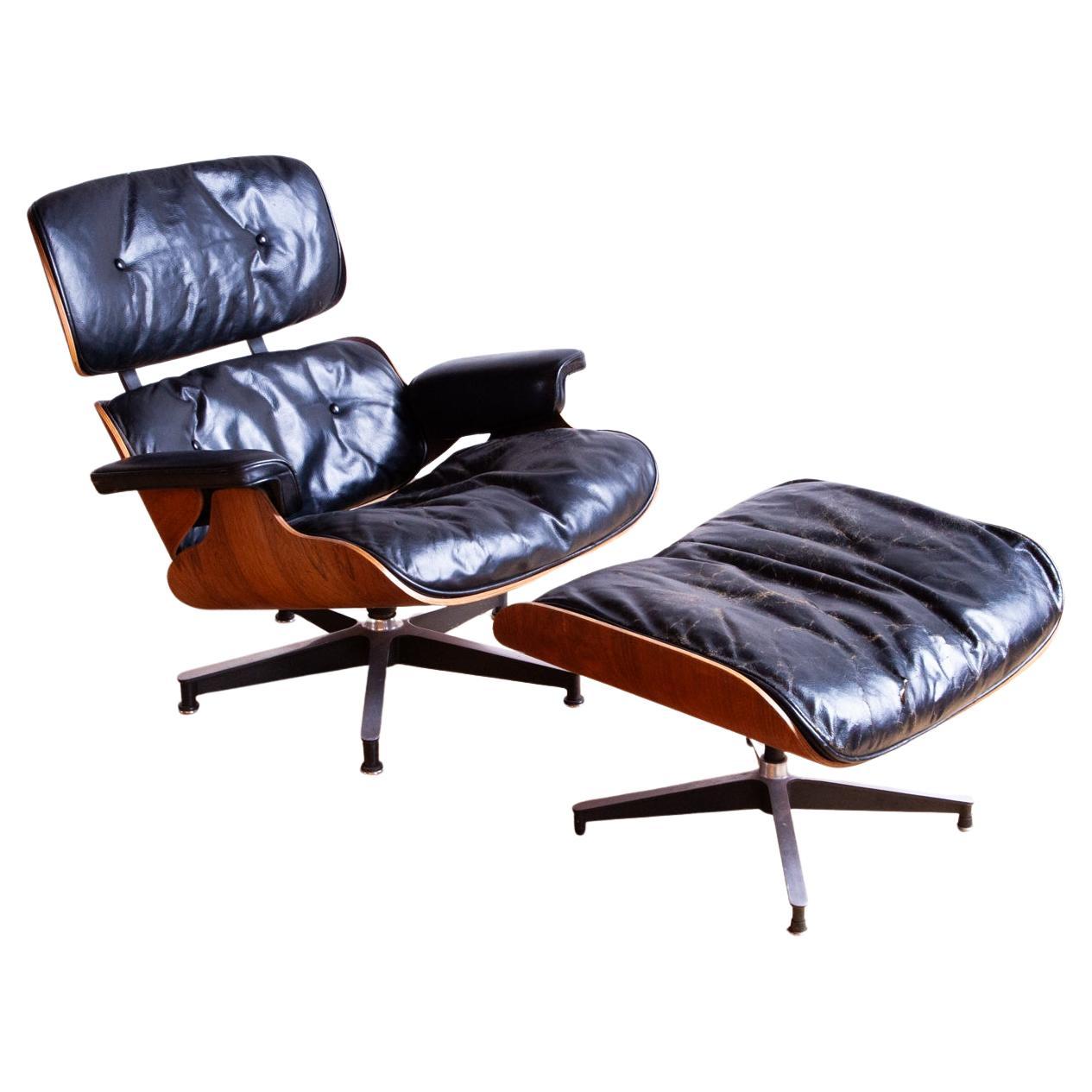 Extremely rare 1st edition Eames chair from the very first year of production, 1956. 

There are several important details to note which make this a remarkable find:

- 1/8 inch diameter on chair glides (later switched to 1/4 inch diameter in