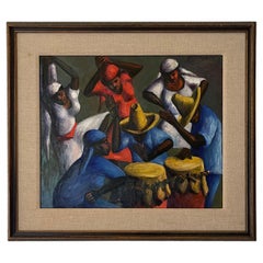 1956 Haiti-Trommelisten und Tänzer von Xaviar Amiana, Gemälde