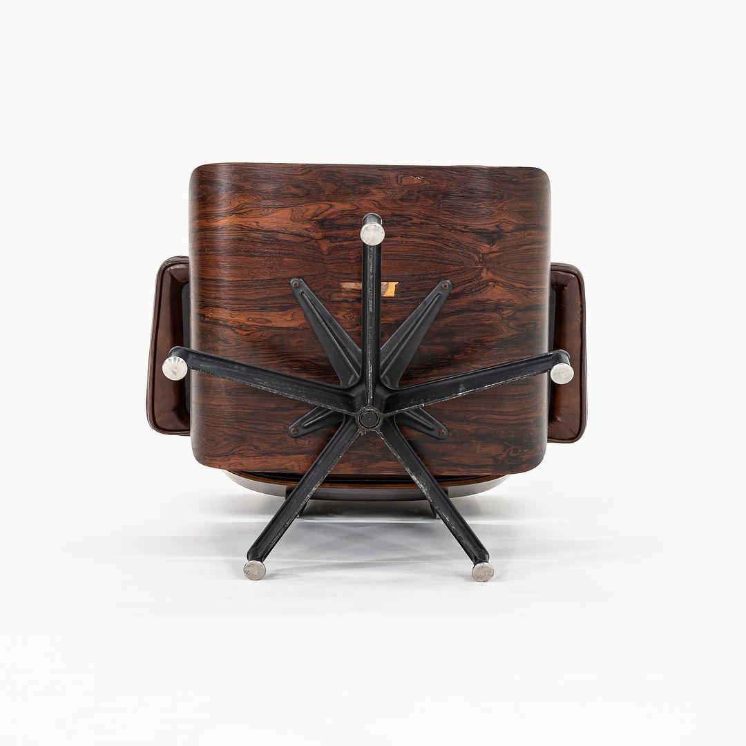 1956 Herman Miller Eames Lounge Chair & Ottoman in Leather & Brazilian Rosewood For Sale 3