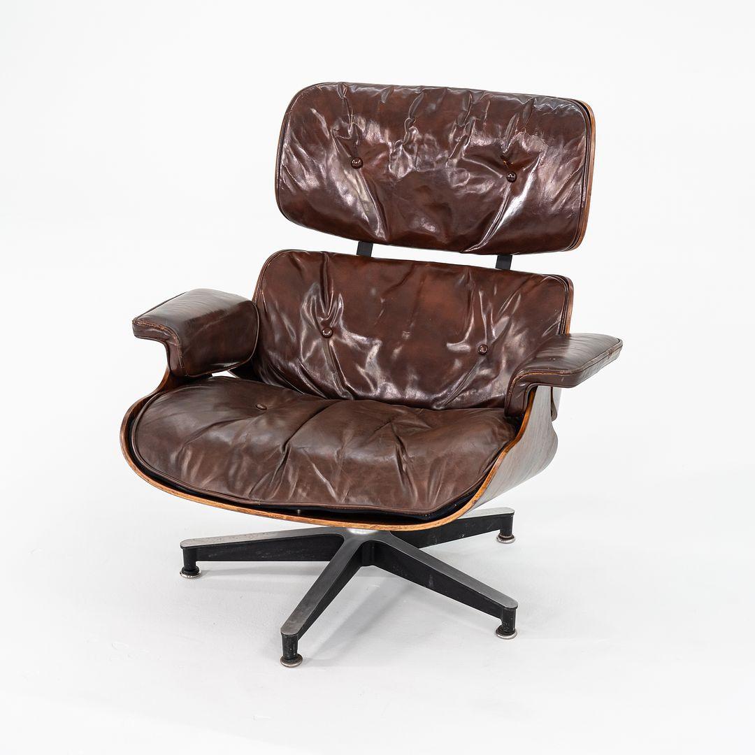 Modern 1956 Herman Miller Eames Lounge Chair & Ottoman in Leather & Brazilian Rosewood For Sale