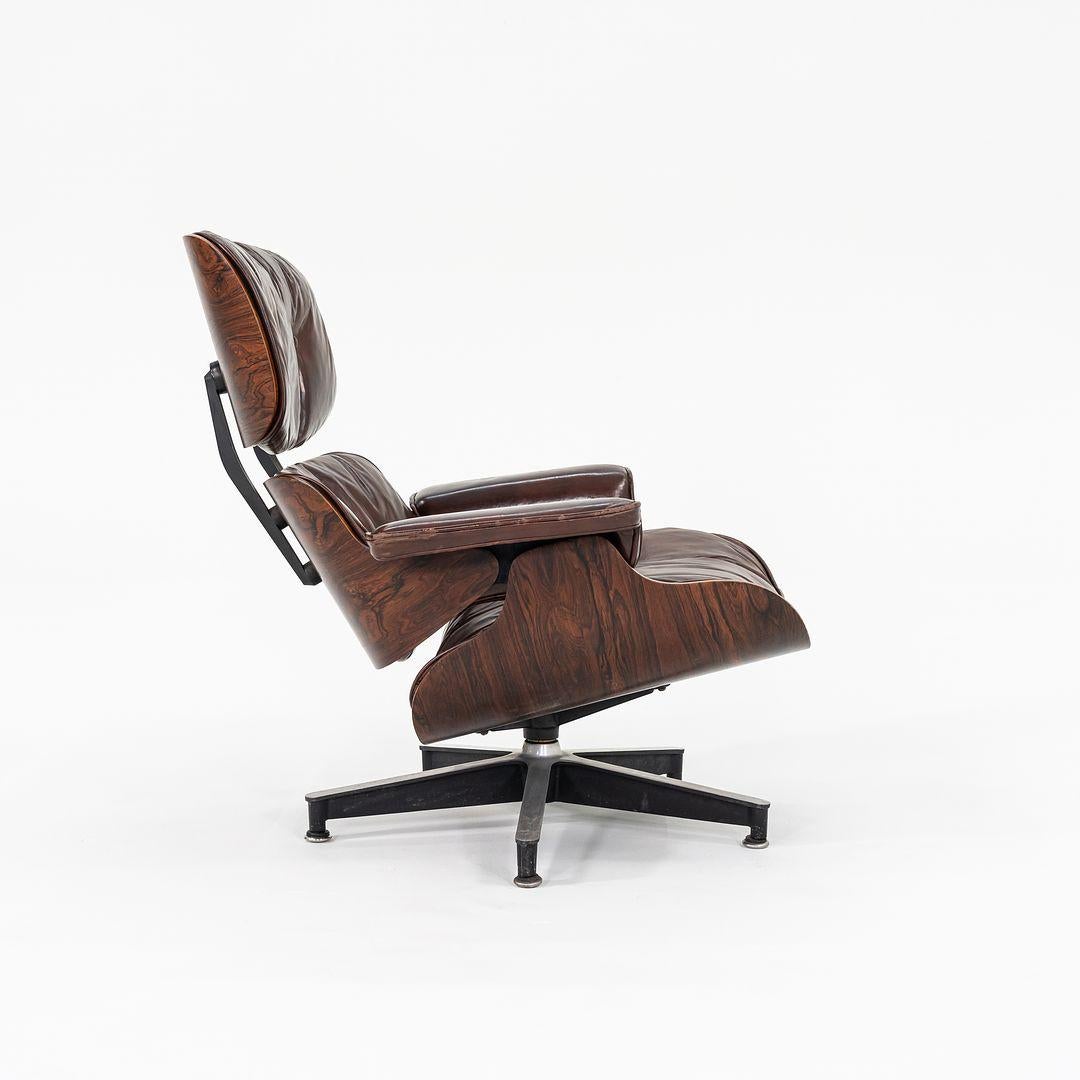1956 Herman Miller Eames Lounge Chair & Ottoman in Leather & Brazilian Rosewood In Good Condition For Sale In Philadelphia, PA