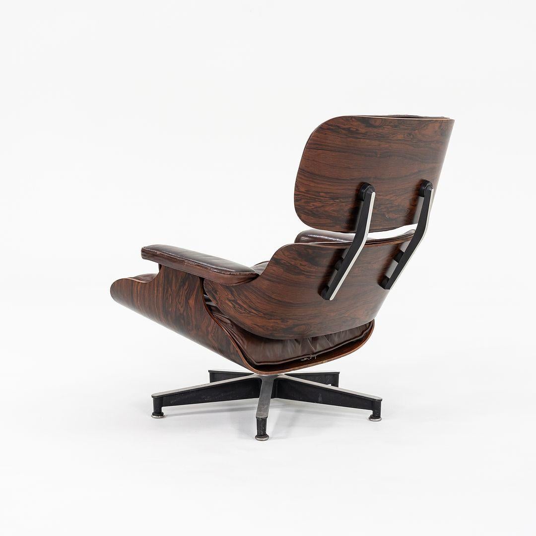 Mid-20th Century 1956 Herman Miller Eames Lounge Chair & Ottoman in Leather & Brazilian Rosewood For Sale